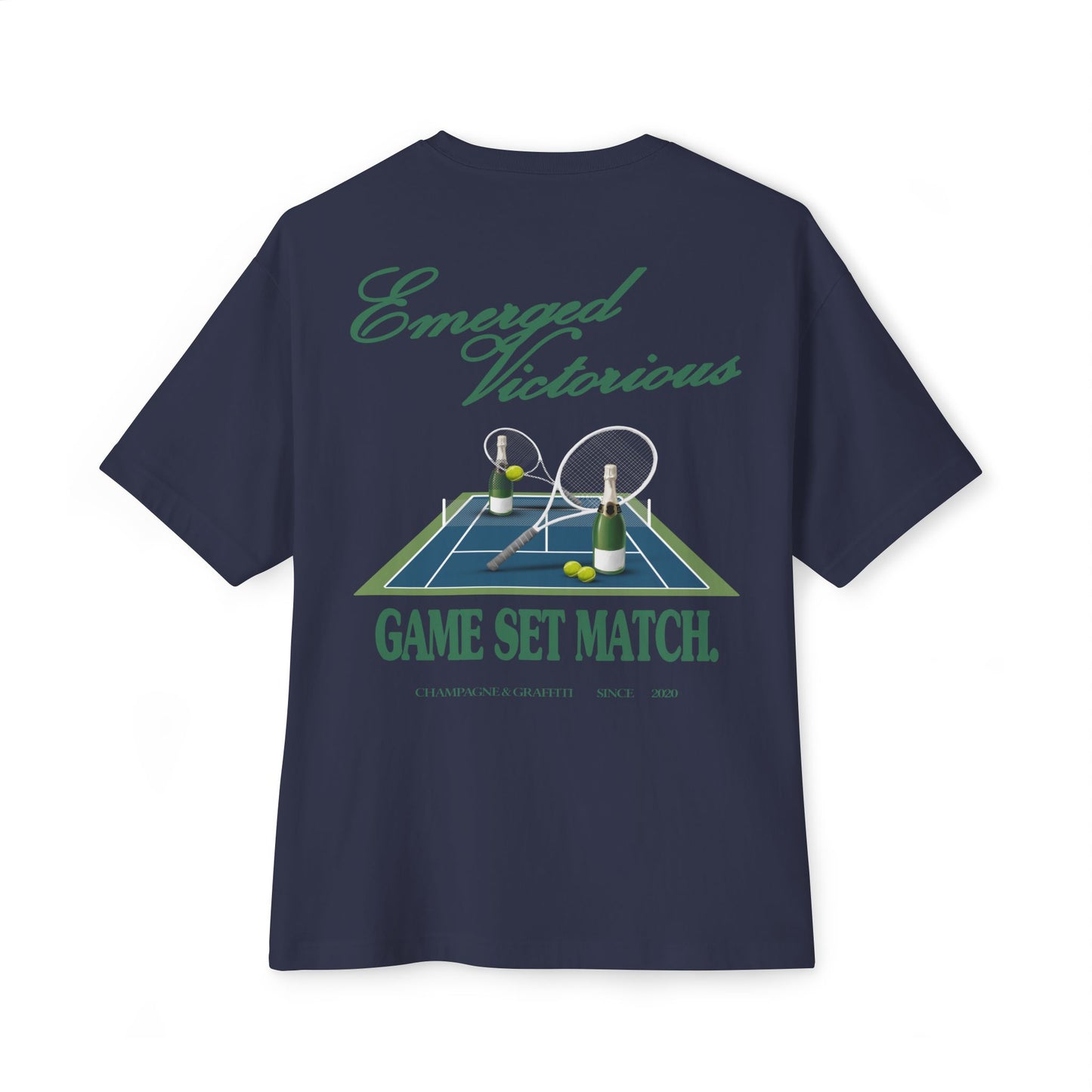 the Champagne & Graffiti "EMERGED VICTORIOUS" Oversized tee