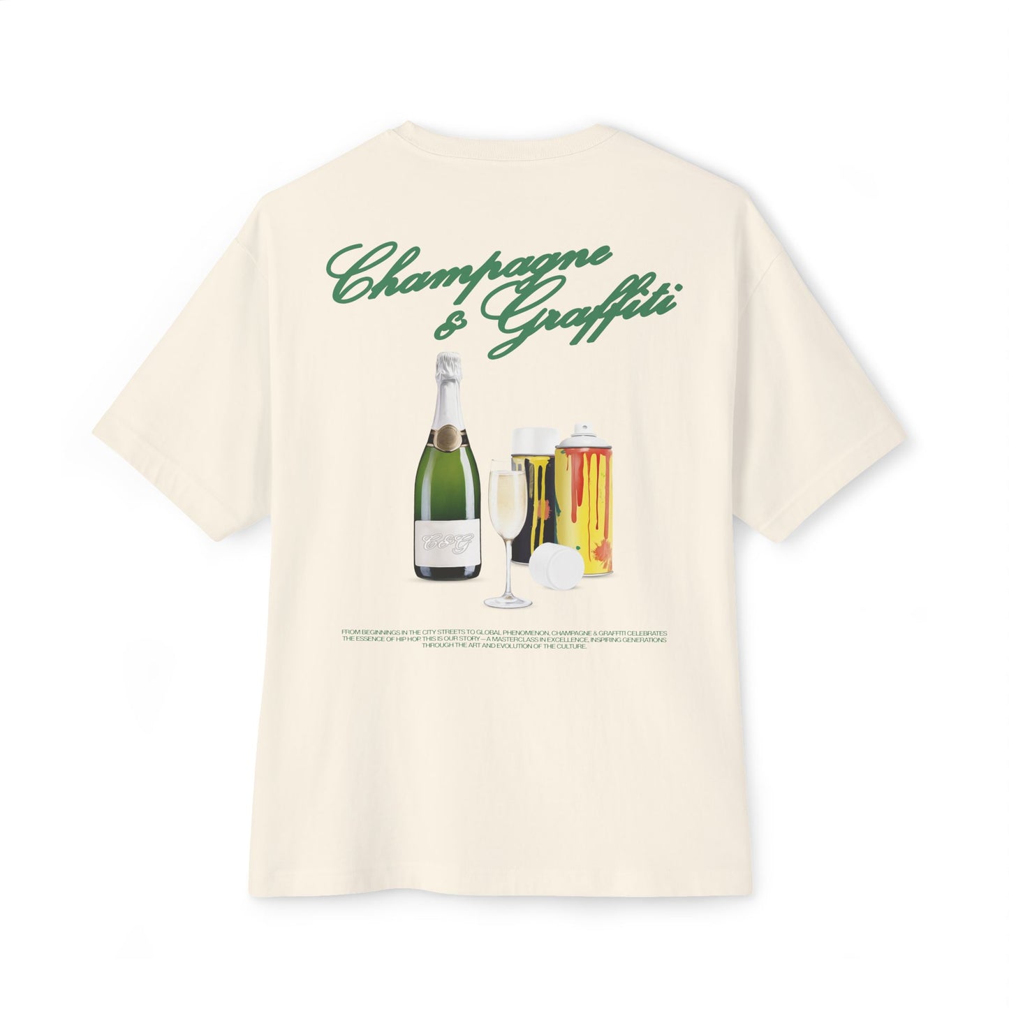 the Champagne & Graffiti "CHAMPAGNE & GRAFFITI" Oversized tee