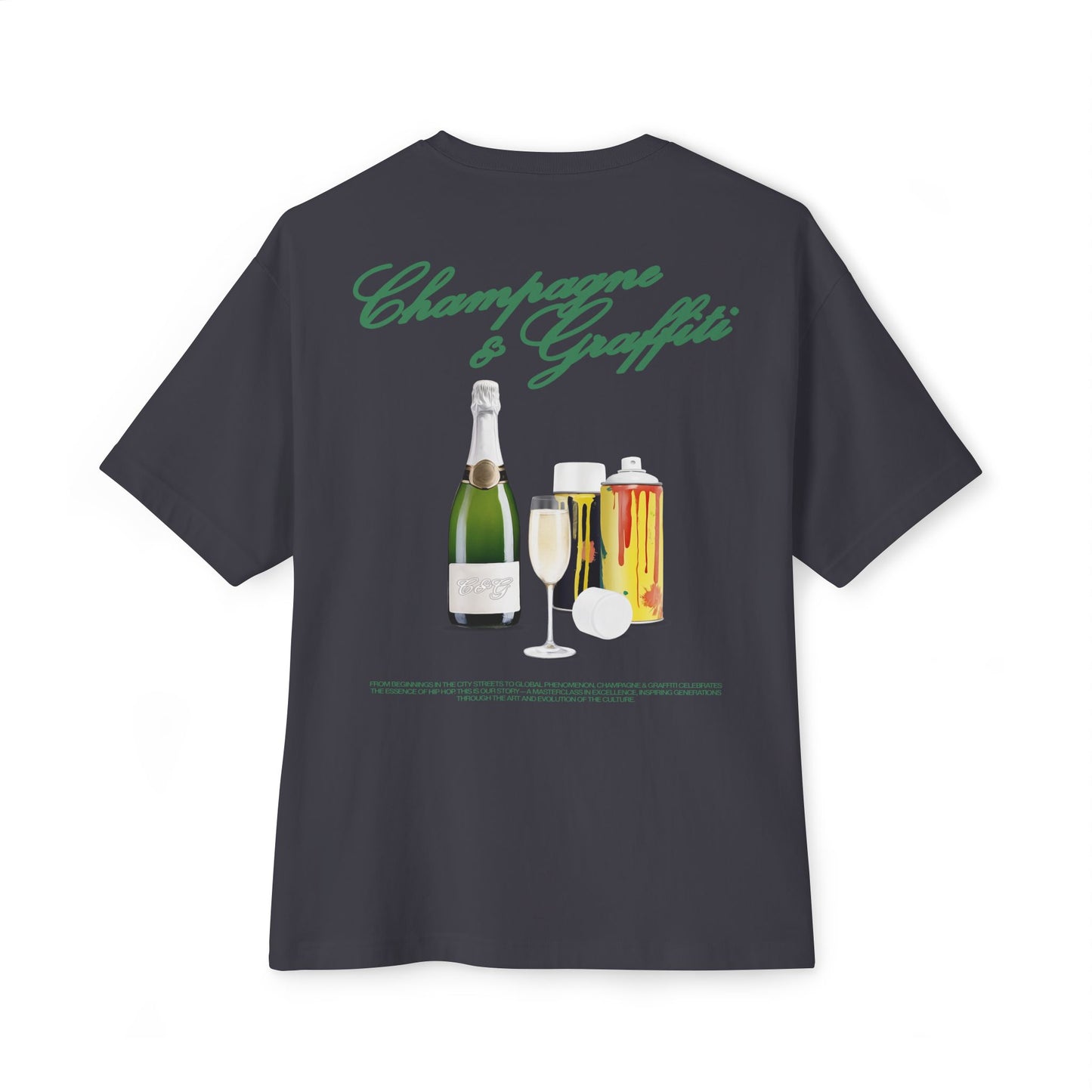 the Champagne & Graffiti "CHAMPAGNE & GRAFFITI" Oversized tee