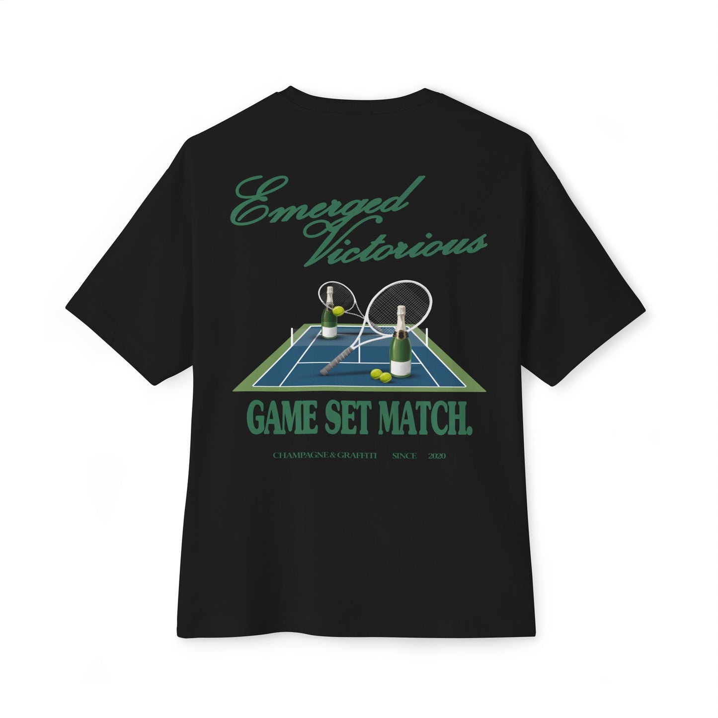 the Champagne & Graffiti "EMERGED VICTORIOUS" Oversized tee